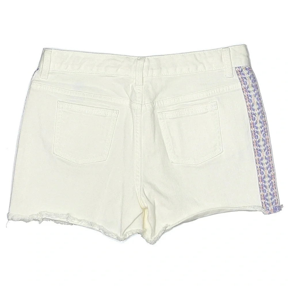 🌺 Old Navy White Cotton Embroidered Cutoff Jean Shorts Size Girls 16